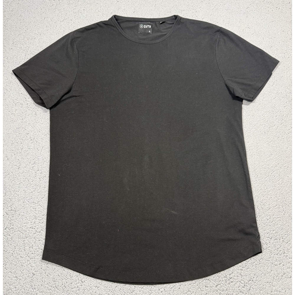 Cuts Clothing Shirt Mens XL Black Pyca Pro Curve-Hem Crewneck Stretch Tee Casual